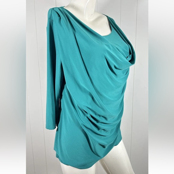 NWT Keren Hart Women’s Size L Green 3/4 Sleeve Casual Top Shirt Cocktail - Picture 4 of 6